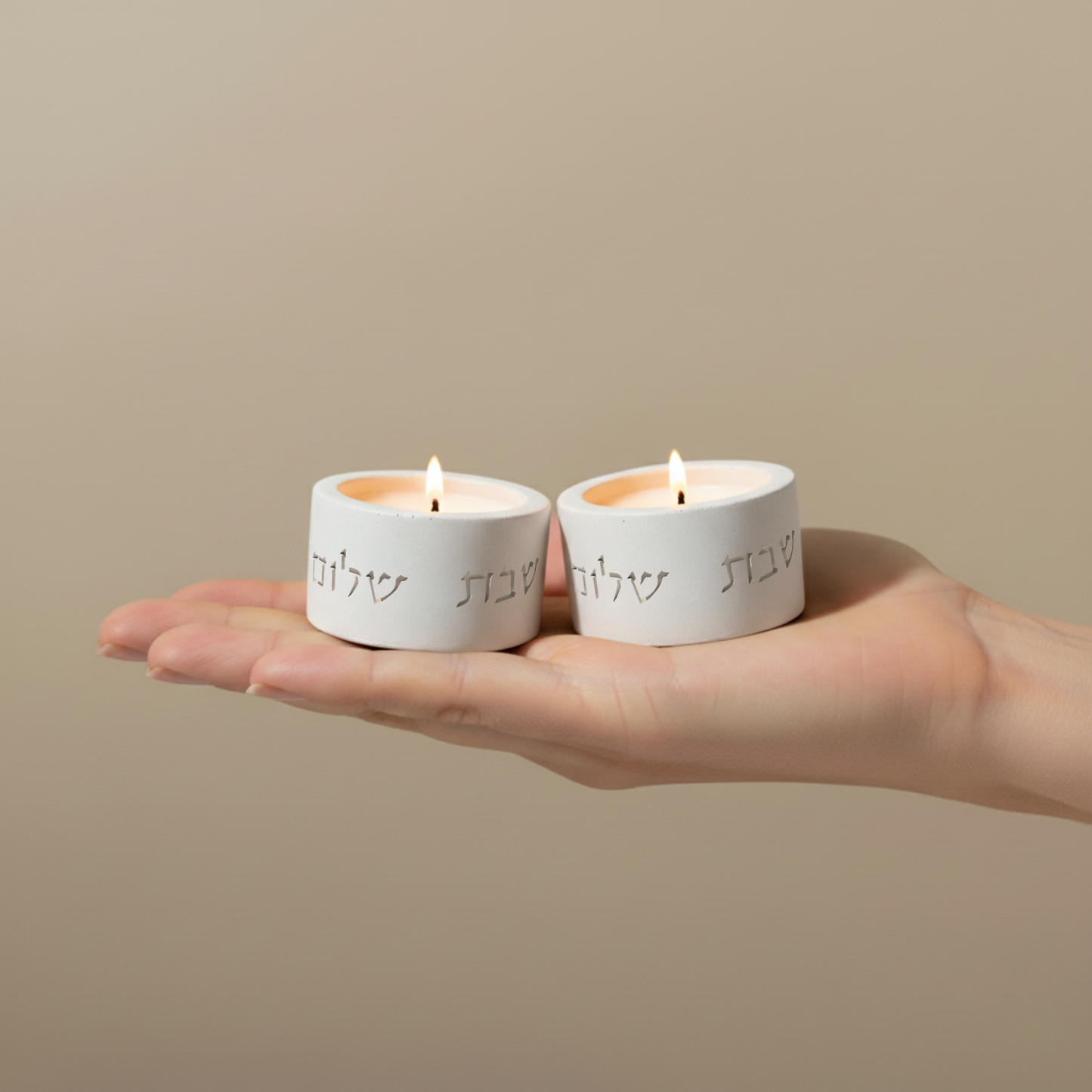 Concrete Shabbat Candle Set & Blessing – Pure Line Series