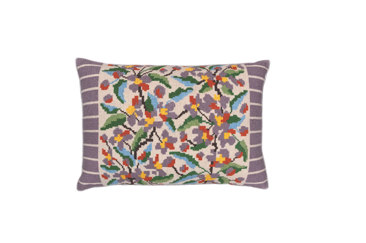 Hand Embroidered Cross-Stitch Pillow Cover 14" x 20"