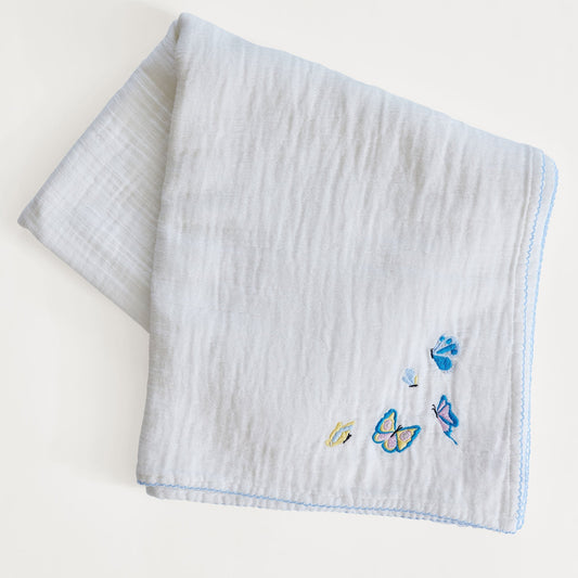 Butterfly Embroidered Shawl Blanket