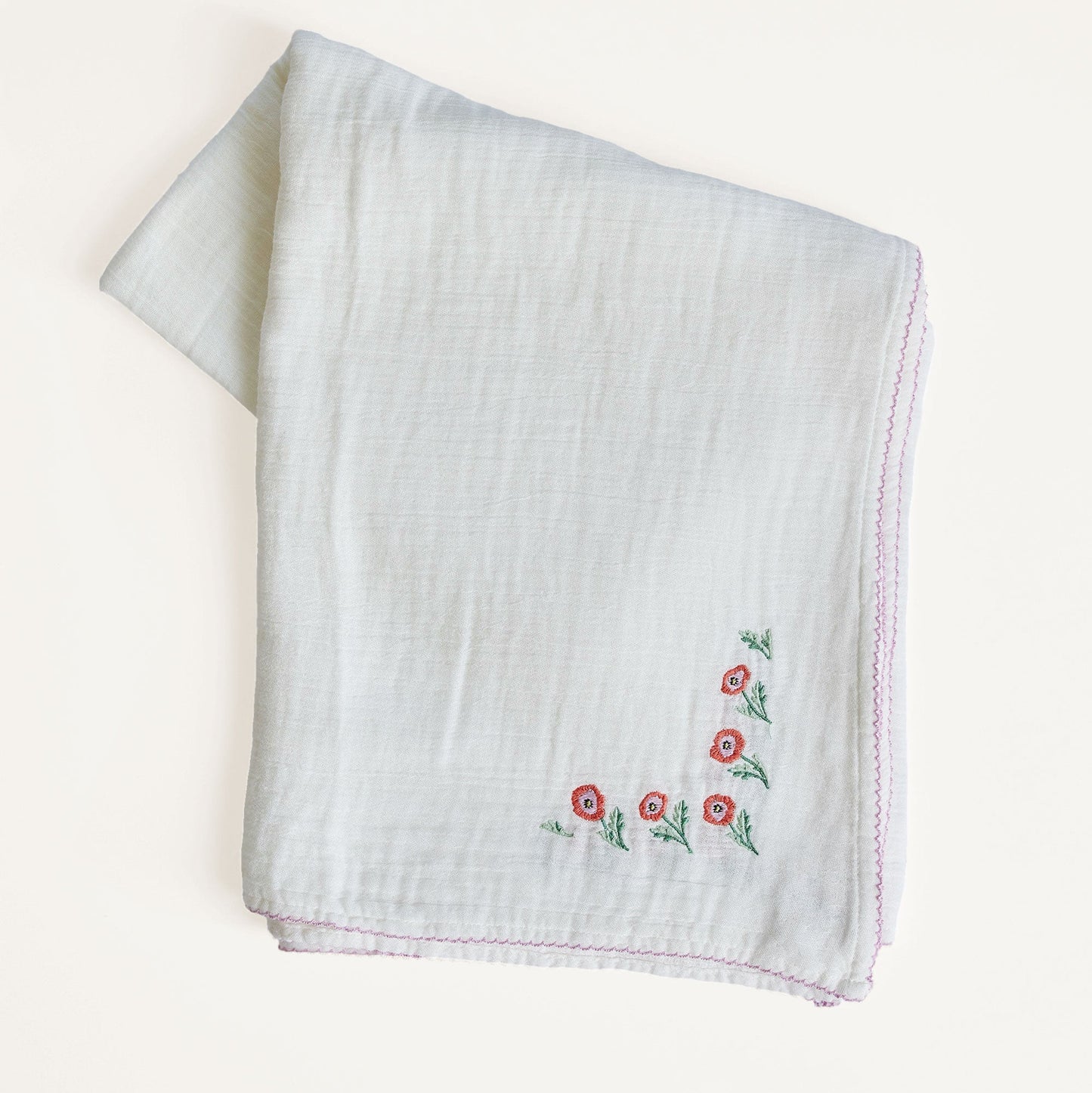 Poppy Embroidered Shawl Blanket