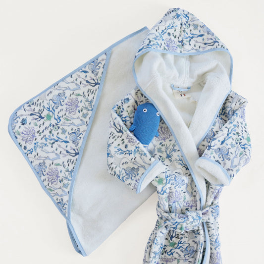 Coral Reef Robe and Hooded Towel Bath-Time Gift Set