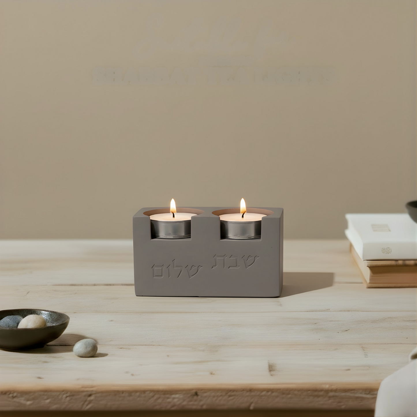 Shabbat Candle Set with Tray & Blessing – Urban Shabbat Series