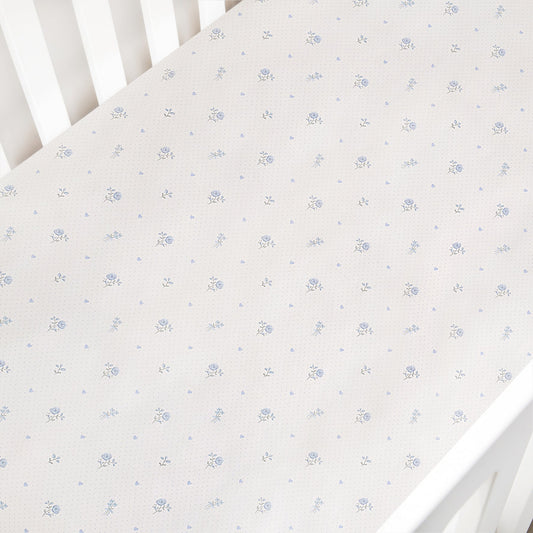 Ditsy Floral Crib Sheet - Blue
