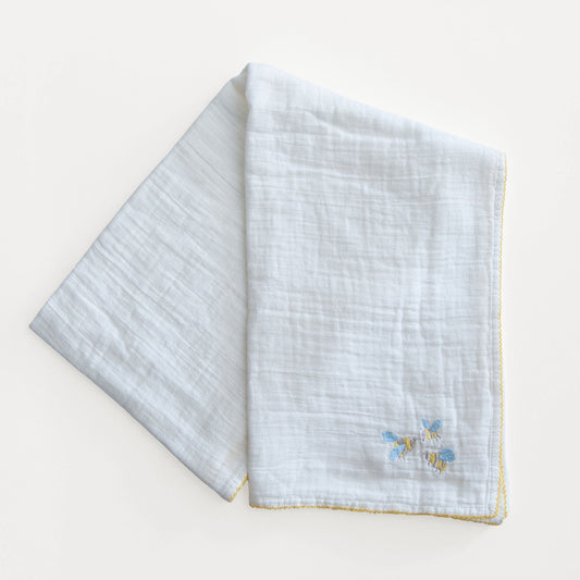 Bee Embroidered Shawl Blanket
