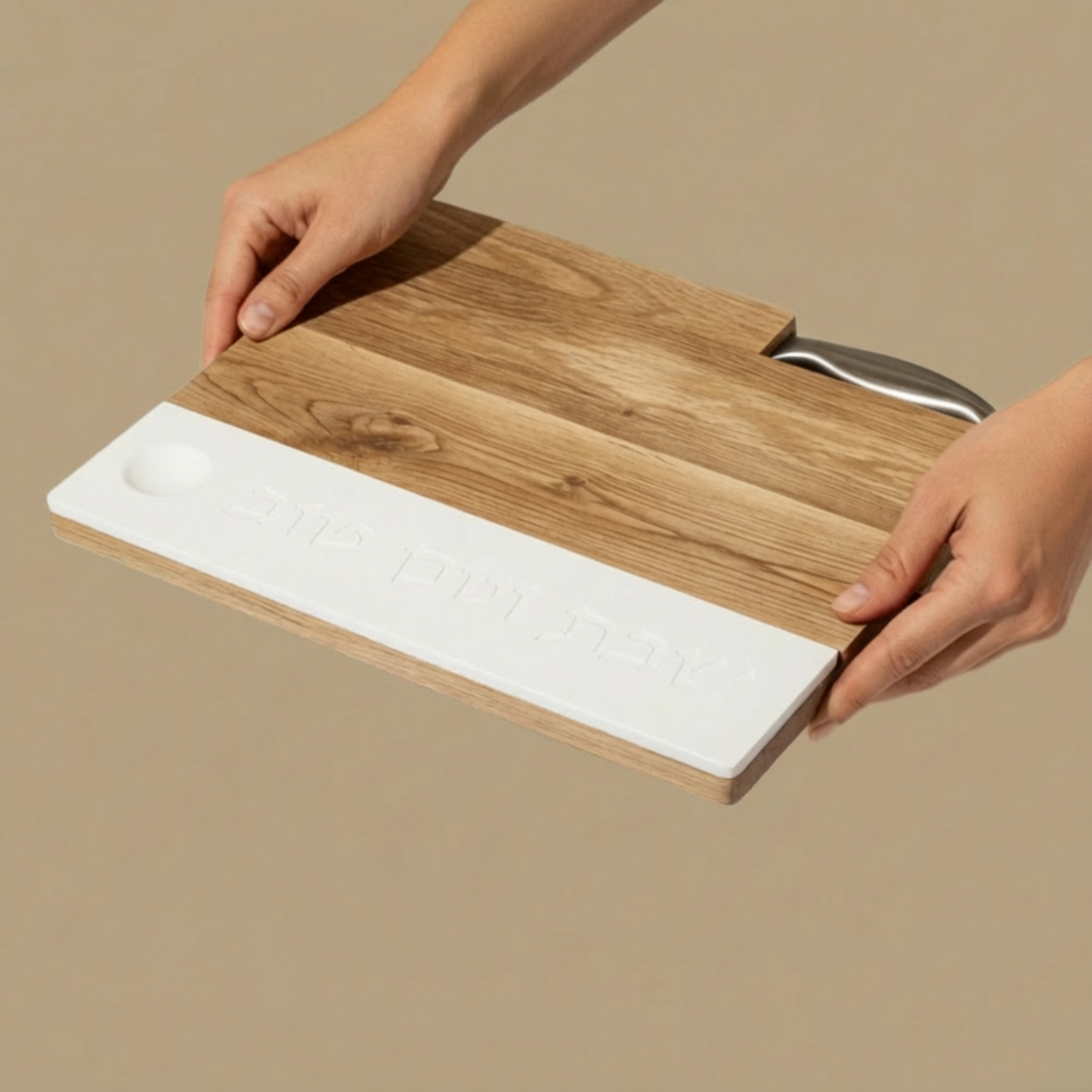 Butcher for Shabbat designed from natural concrete and a knife – Board & Blade series