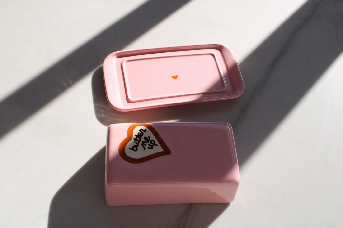 Hand-painted “butter me up” European Butter Dish
