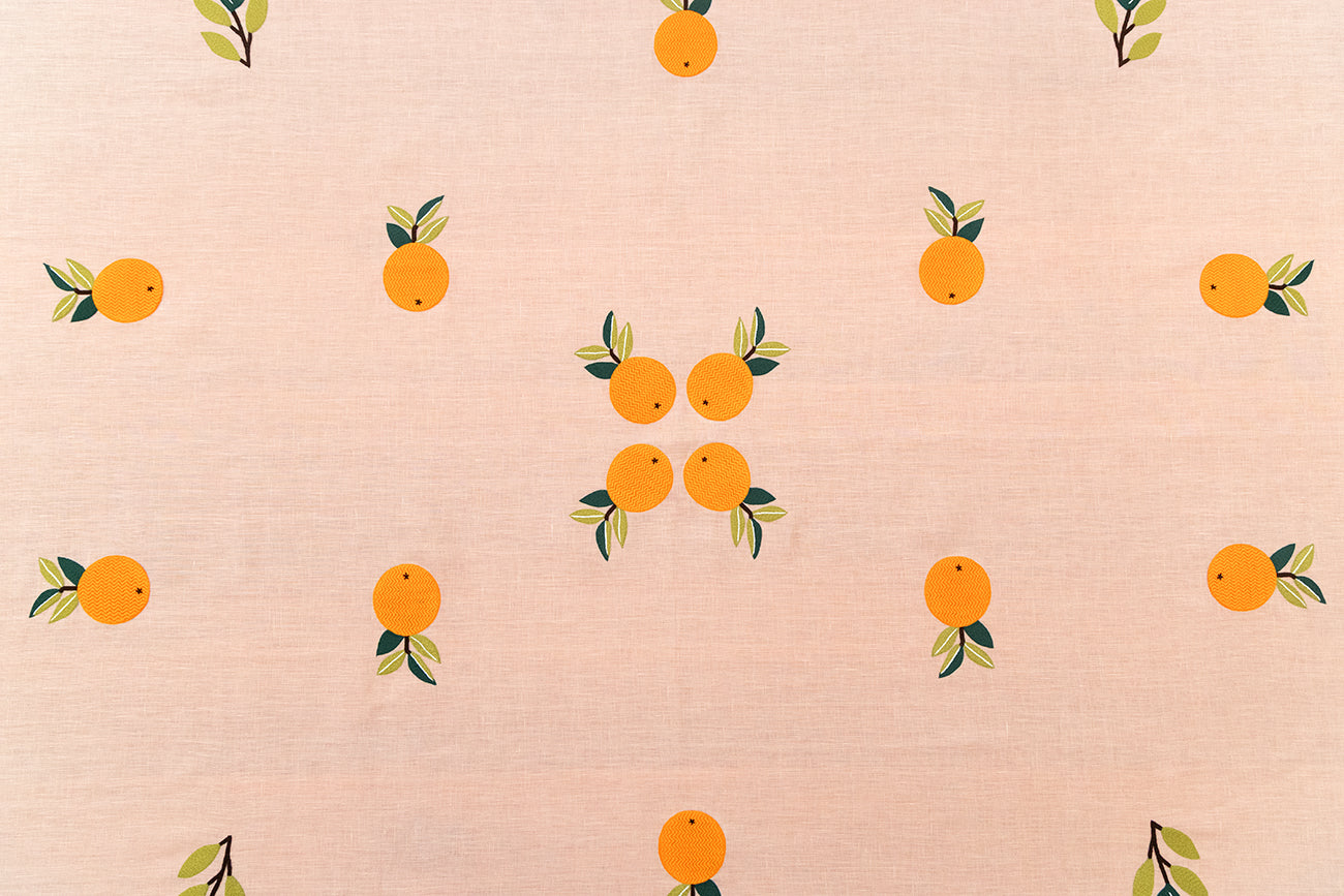 Hand Embroidered Farm to Table Tablecloth 120" x 80"