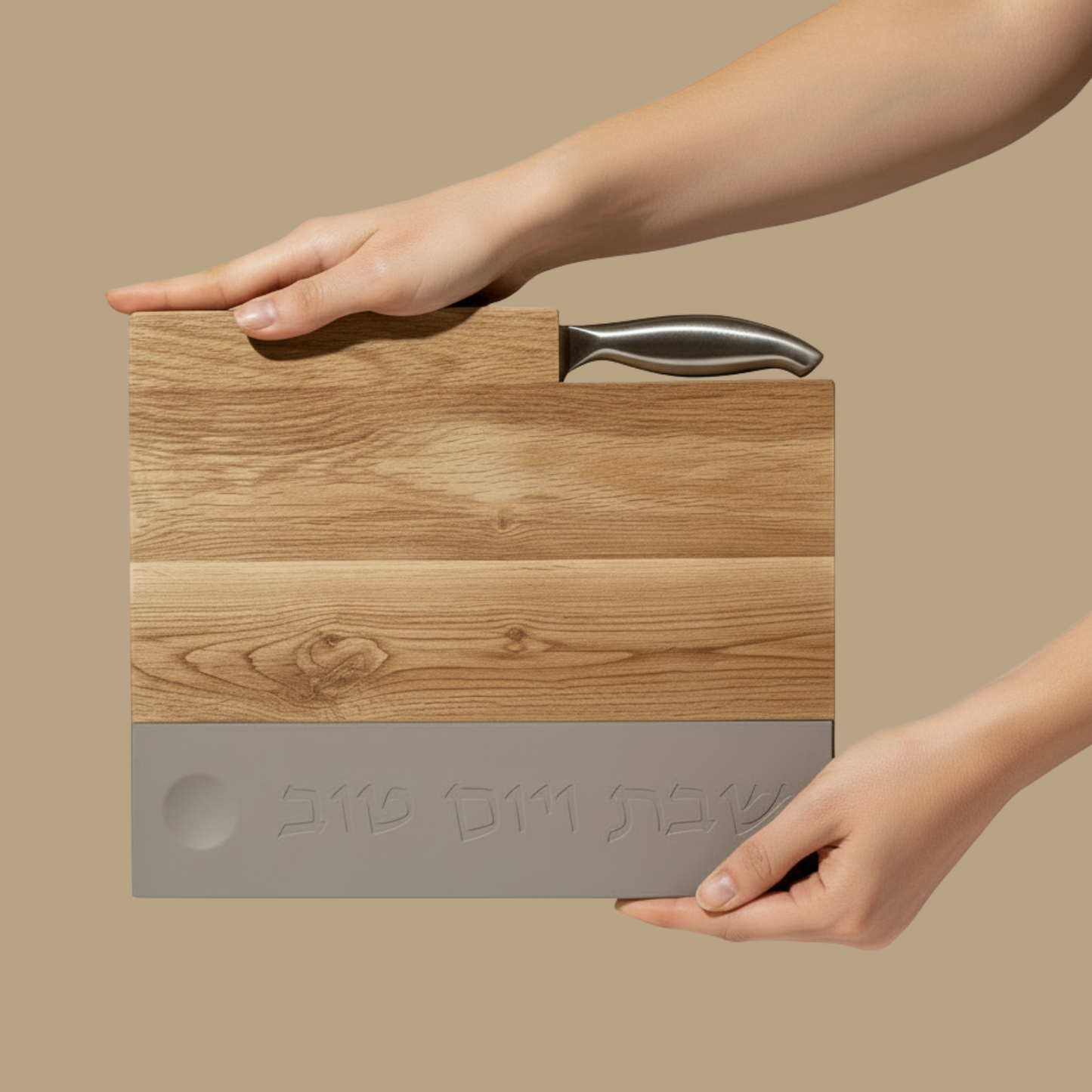 Butcher for Shabbat designed from natural concrete and a knife – Board & Blade series
