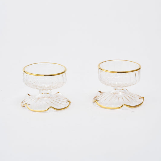 Gold Rimmed Tealight Holders (Set of 2)