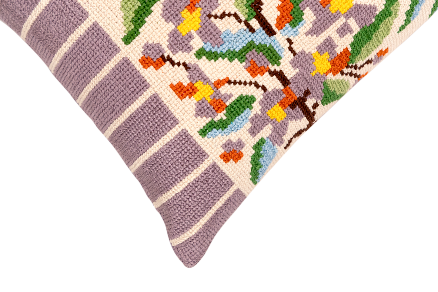 Hand Embroidered Cross-Stitch Pillow Cover 14" x 20"