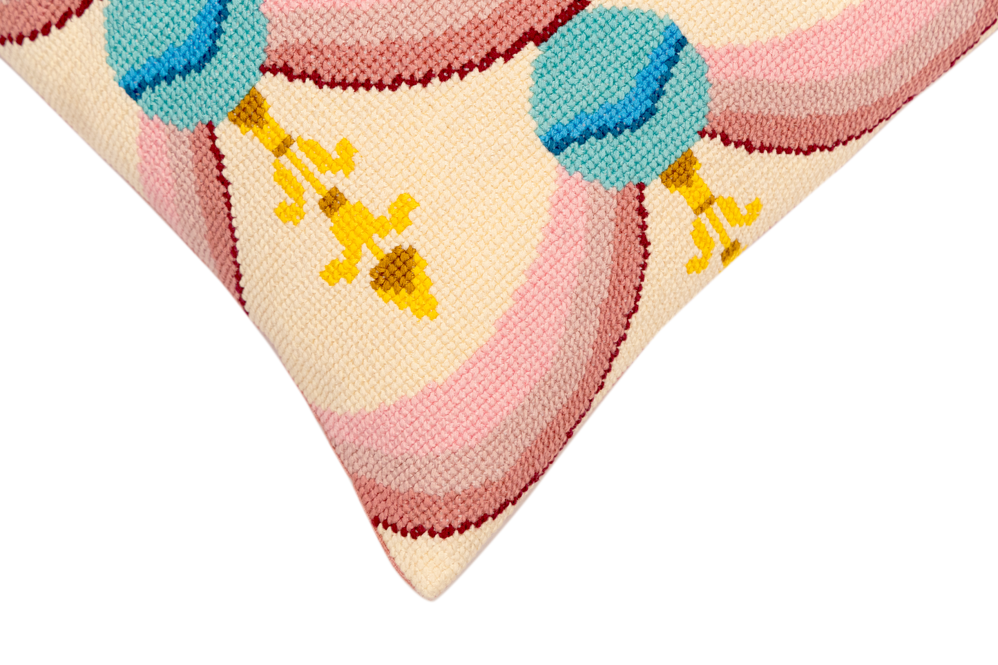 Hand Embroidered Cross-Stitch Pillow Cover 14" x 20"