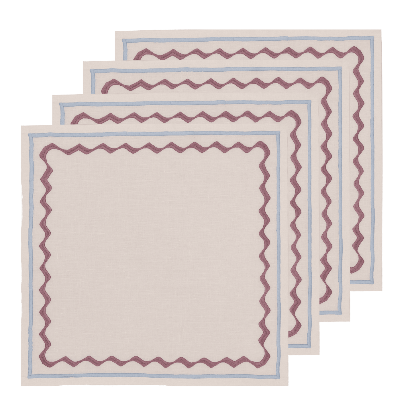 Embroidered Ripple Stitch Napkins 18" x 18" (Set of 4)