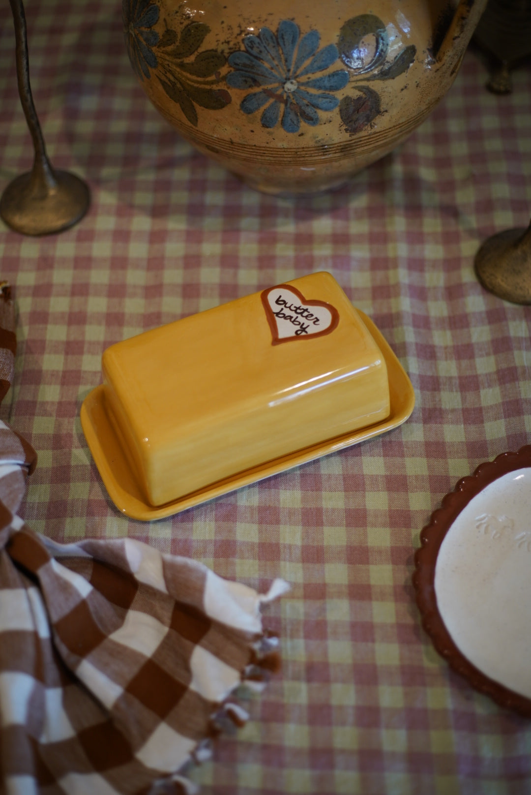 Hand-painted “butter baby” European Butter Dish