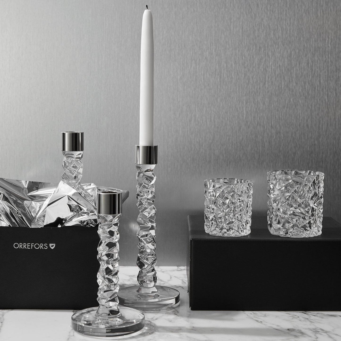 Carat Candlestick Silver Small - Set of 2