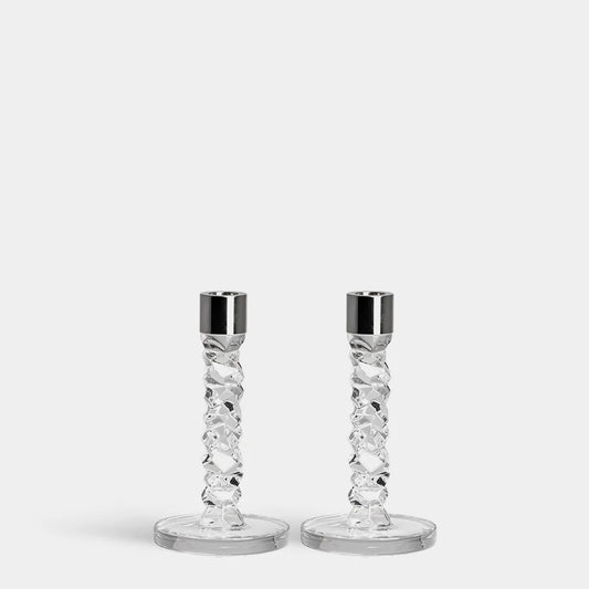 Carat Candlestick Silver Small - Set of 2