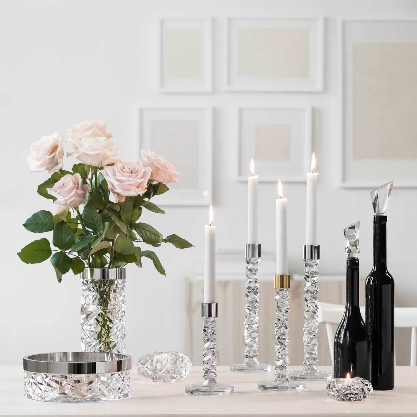 Carat Candlestick Silver Small - Set of 2