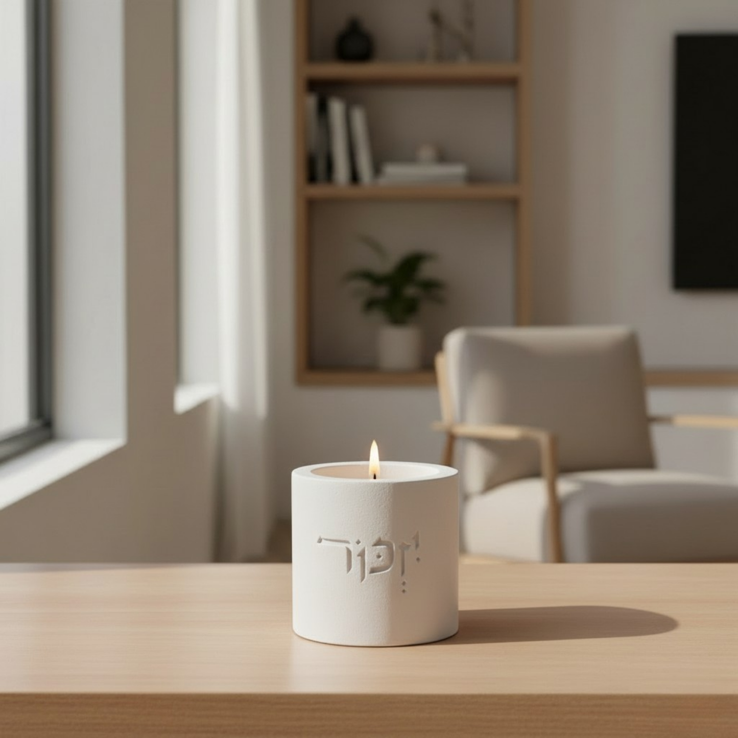 Clean Yizkor Concrete Candleholder – To Remember Series