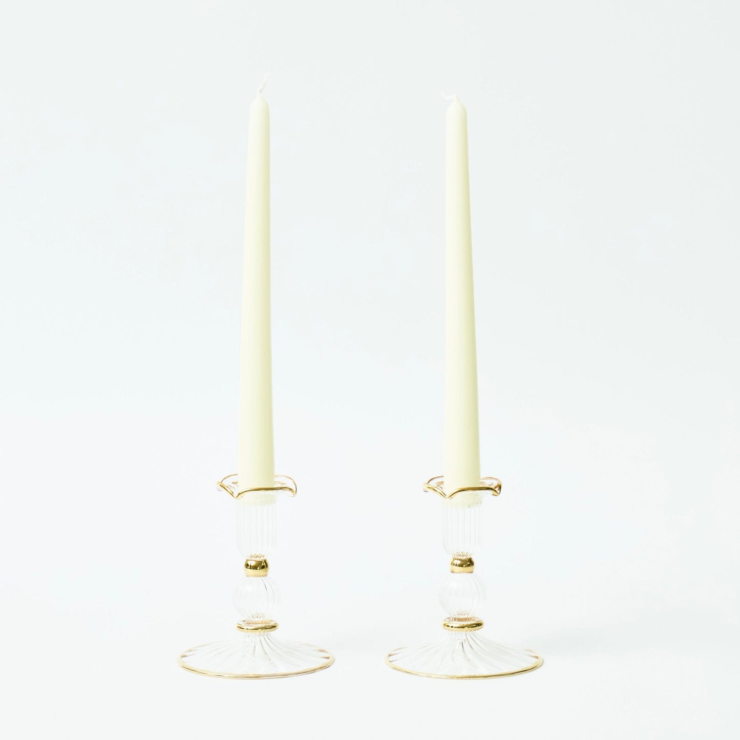 Gold rimmed Savannah Candleholders  (Set of 2)
