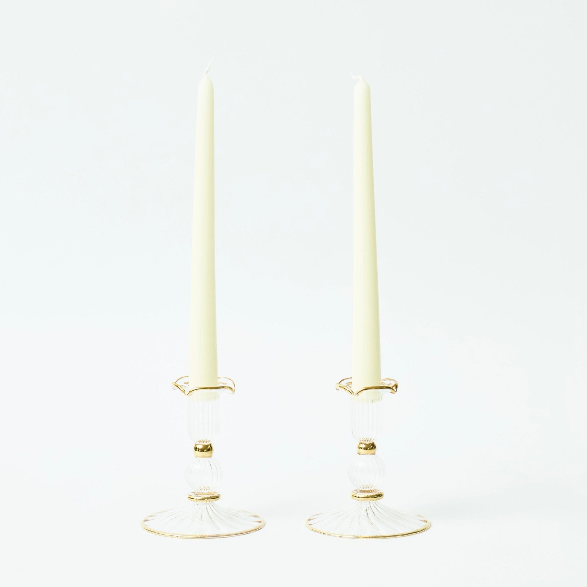 Gold rimmed Savannah Candleholders  (Set of 2)