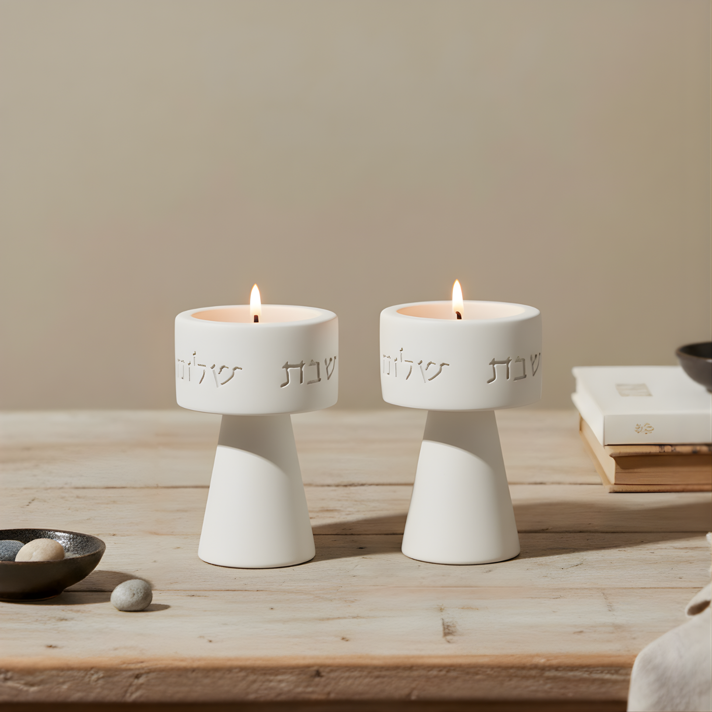 Modern Judaica Concrete Candle Holders – Solura Series