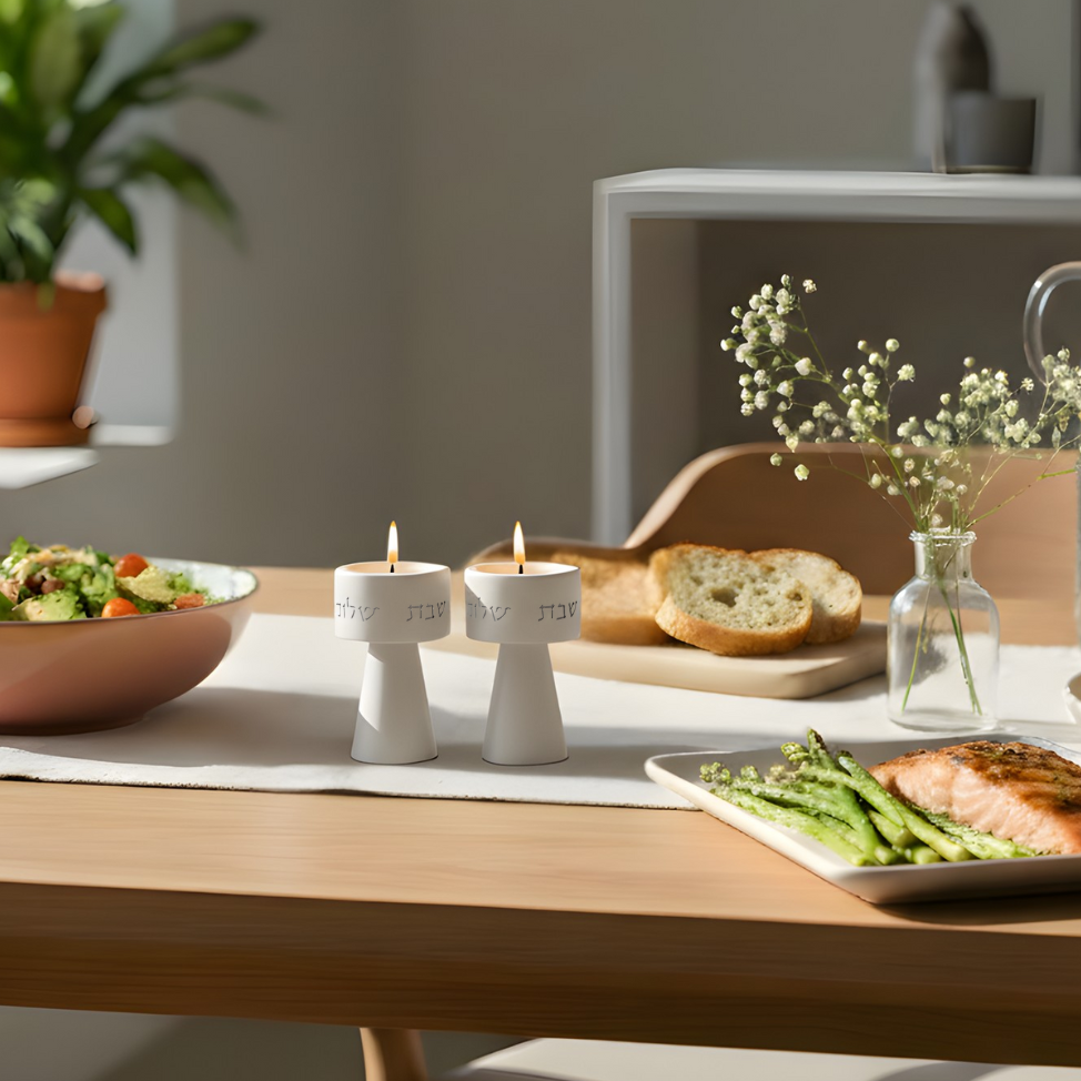 Modern Judaica Concrete Candle Holders – Solura Series