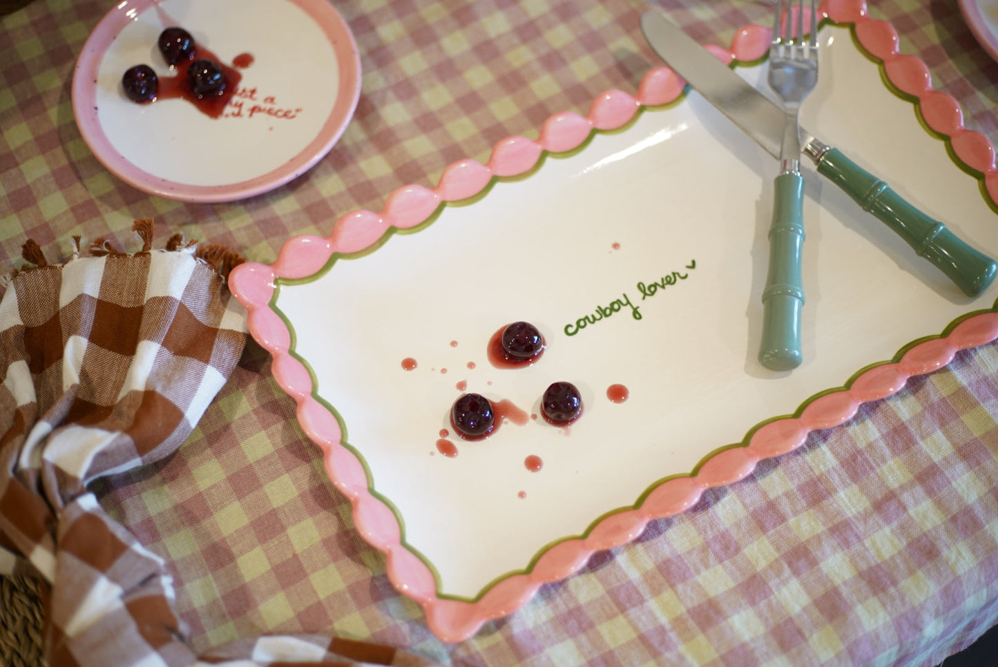 Hand-painted “cowboy lover” Scalloped Tray