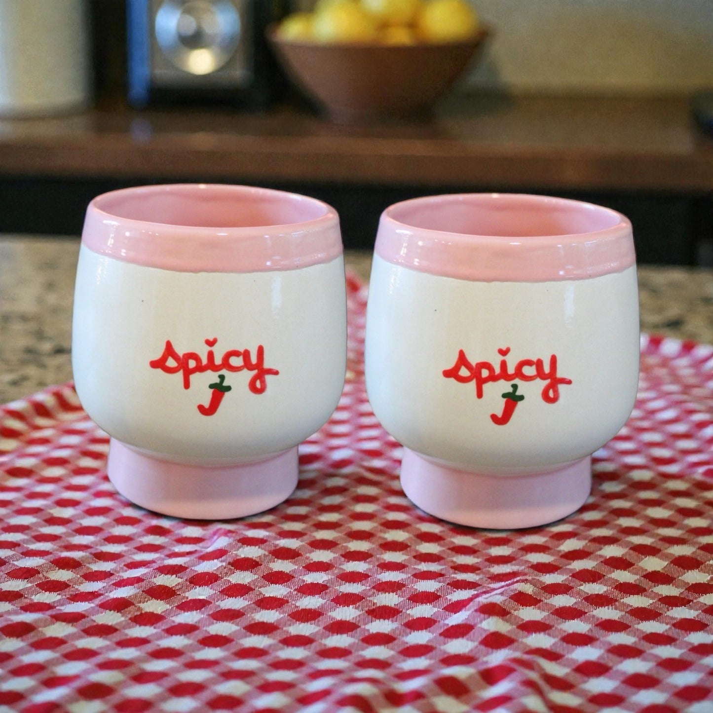 Hand-painted Spicy Marg. Cups/Collection of Two