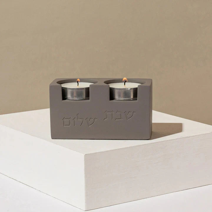 Shabbat Candle Set with Tray & Blessing – Urban Shabbat Series