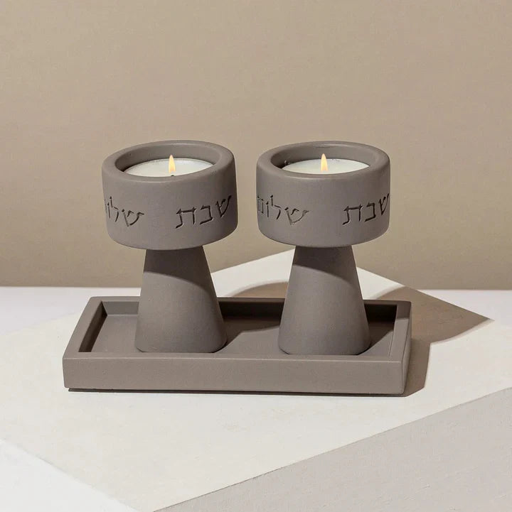 Modern Judaica Concrete Candle Holders – Solura Series