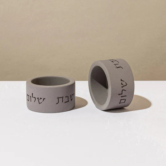 Artisanal Shabbat Candle Holder Set from Concrete - Flow Series