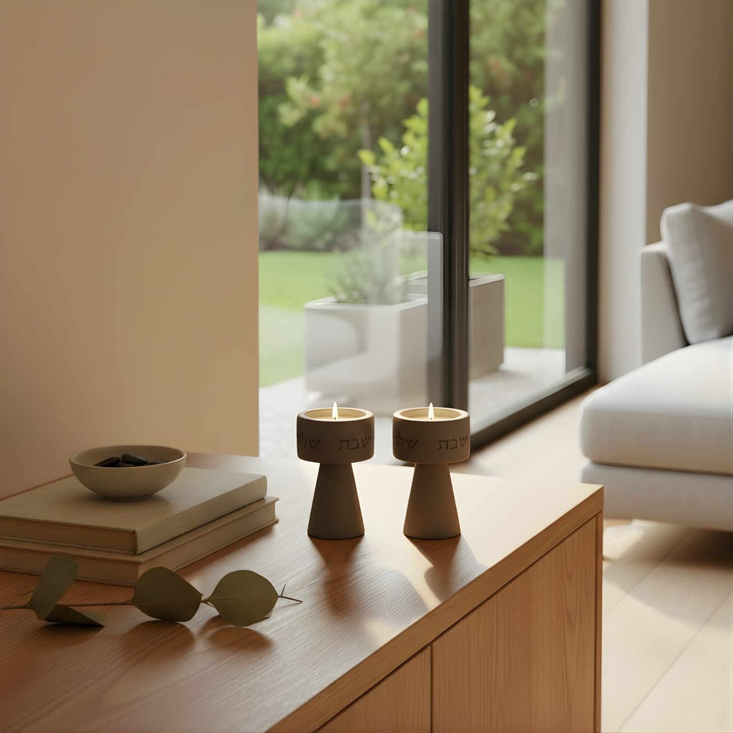 Modern Judaica Concrete Candle Holders – Solura Series