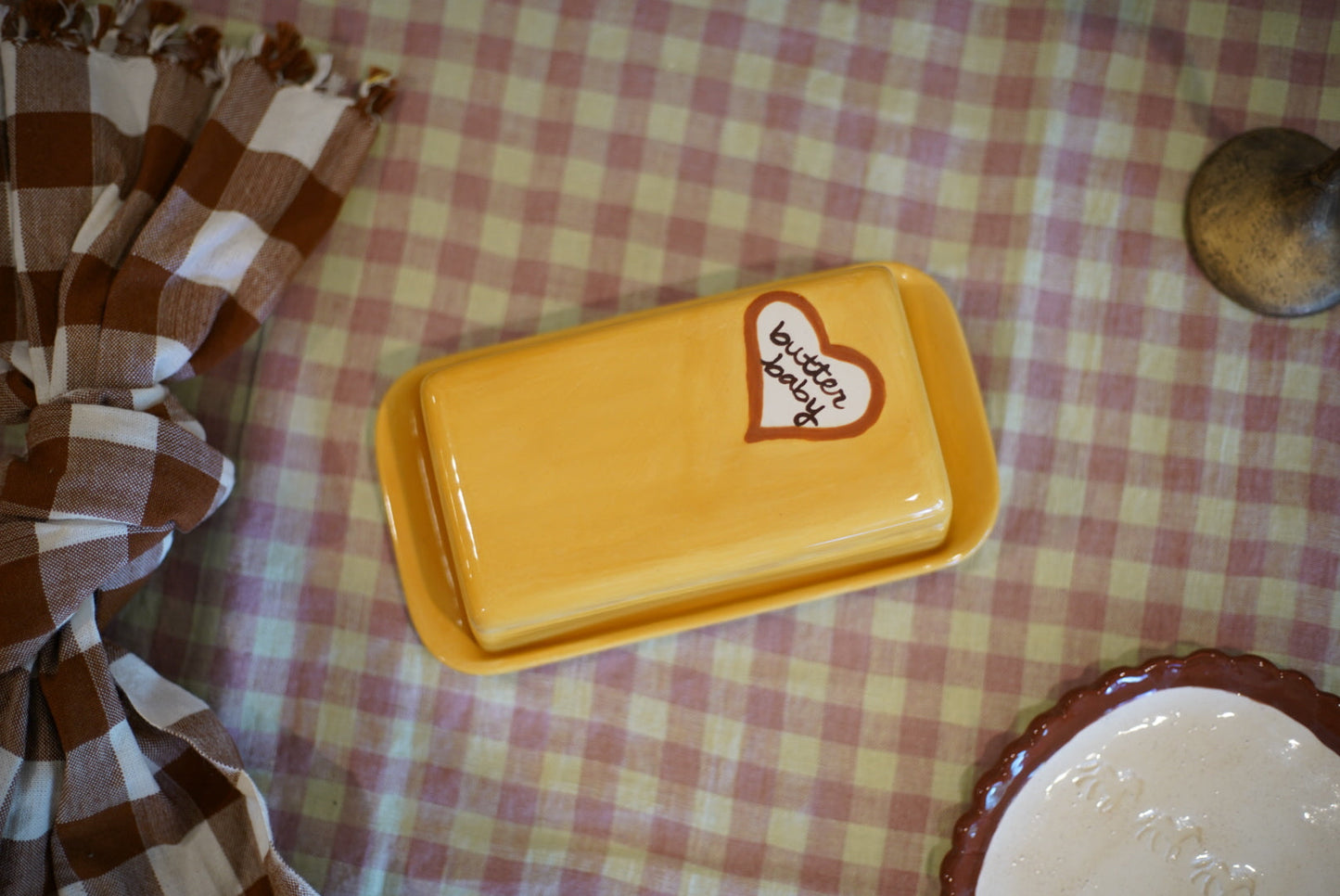 Hand-painted “butter baby” European Butter Dish
