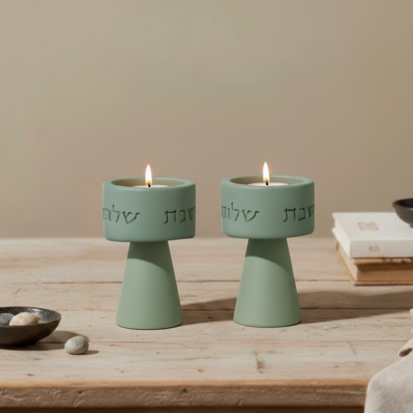 Modern Judaica Concrete Candle Holders – Solura Series