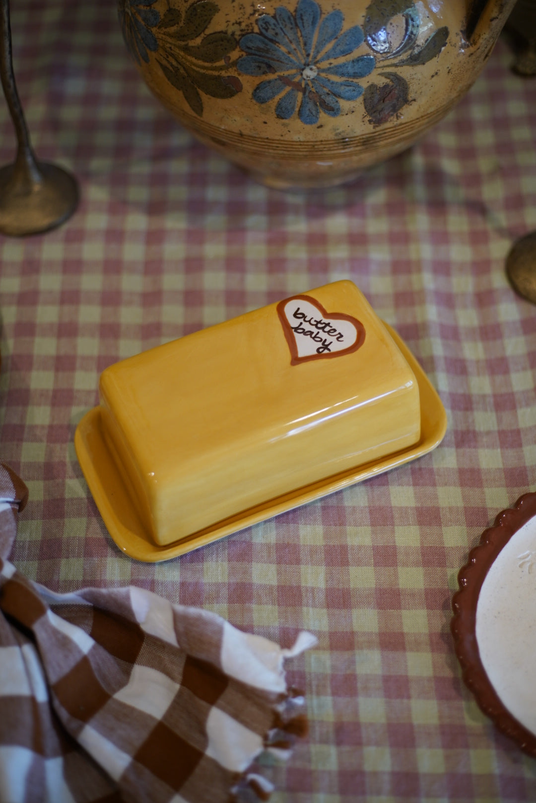 Hand-painted “butter baby” European Butter Dish