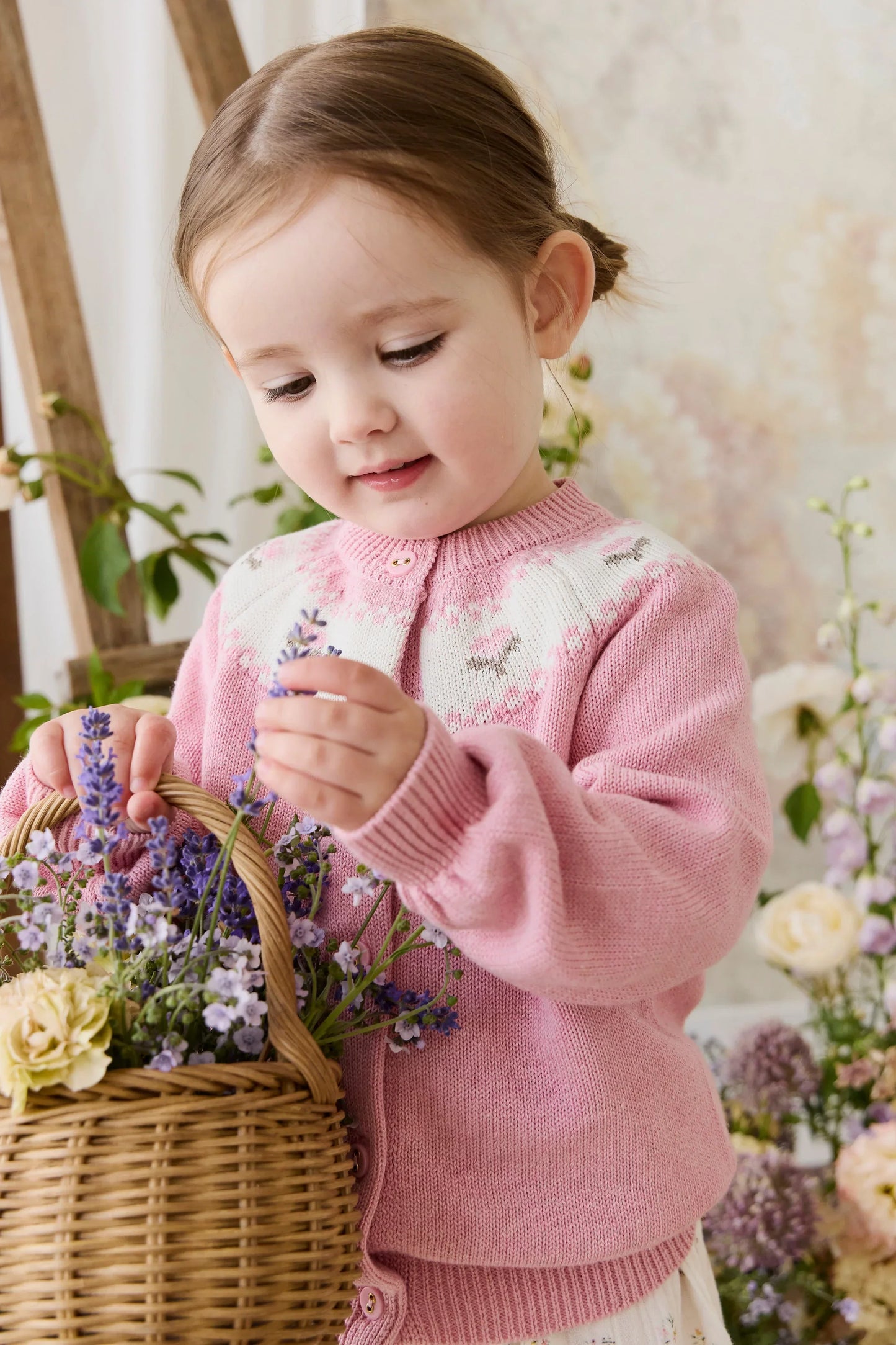 Annette Cardigan in Pink Flutter