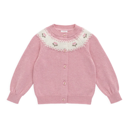 Annette Cardigan in Pink Flutter