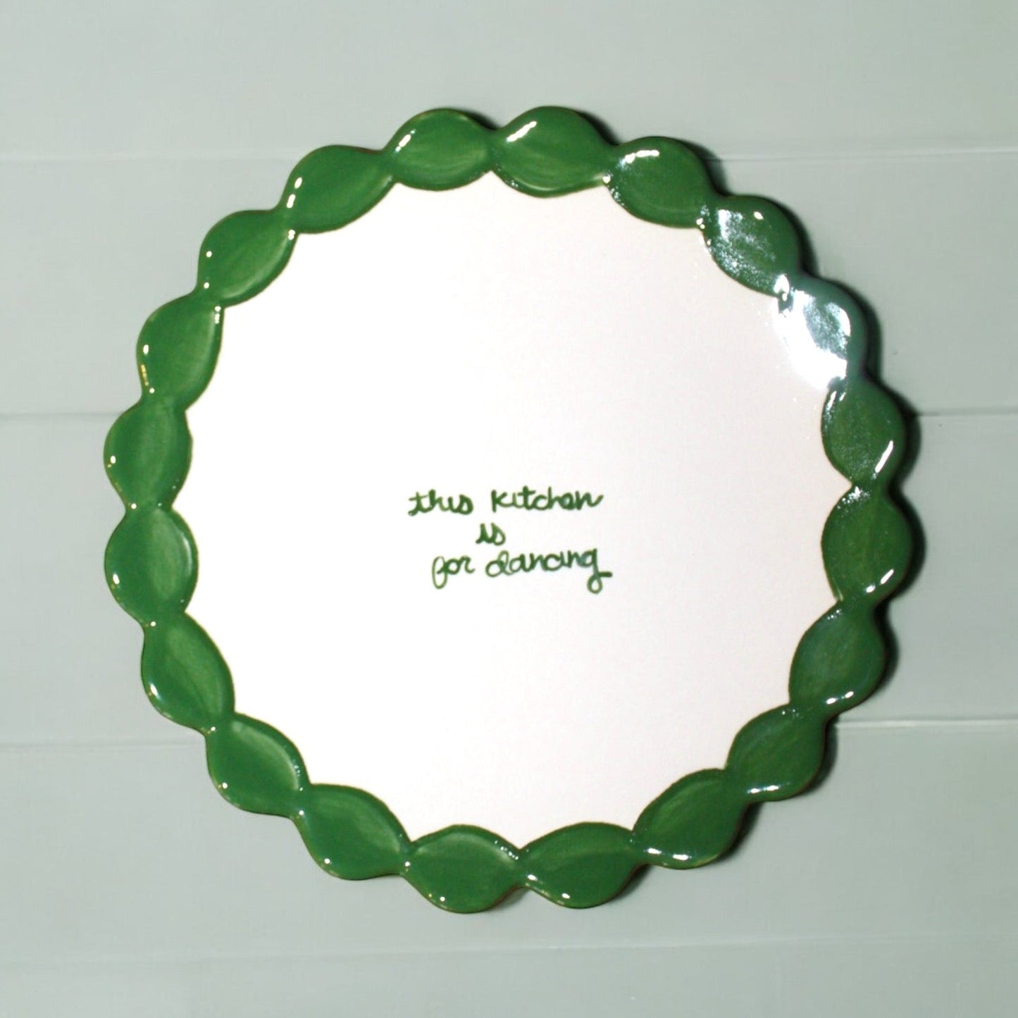 "this kitchen is for dancing" Scalloped Dessert Plates