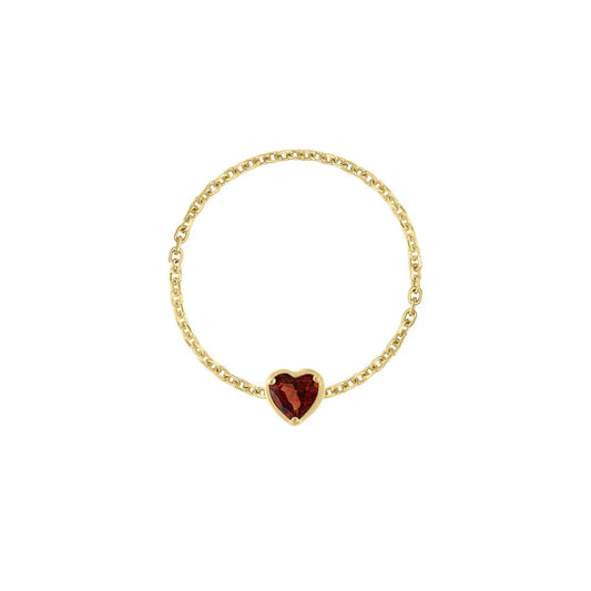 Birthstone Heart Chain Ring