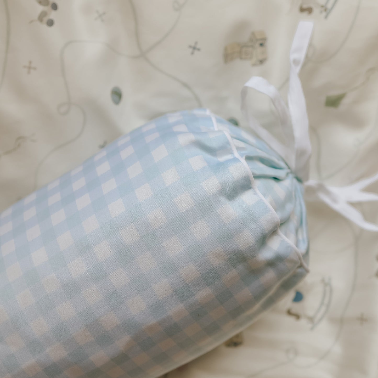 Picnic Gingham Bolster Pillow - Blue
