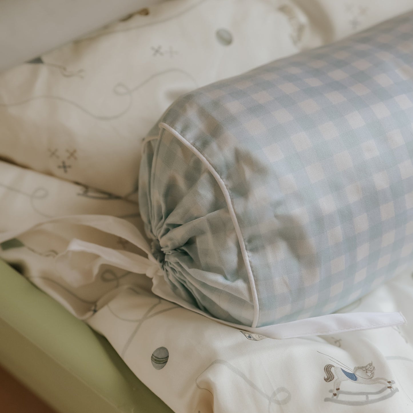 Picnic Gingham Bolster Pillow - Blue