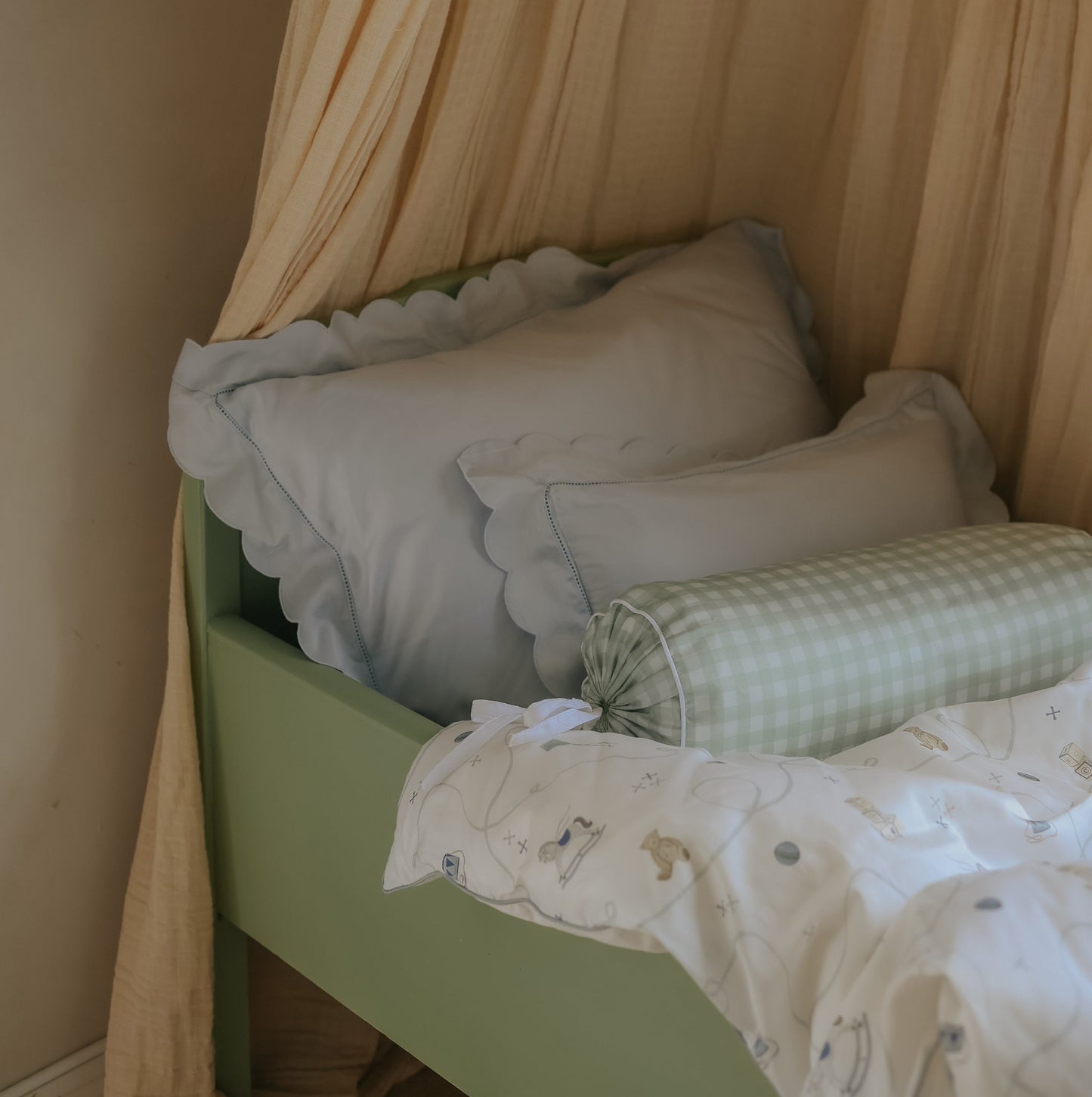Picnic Gingham Bolster Pillow - Green
