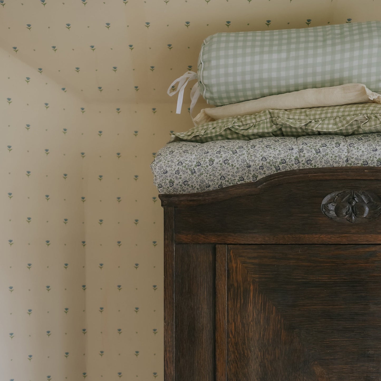 Picnic Gingham Bolster Pillow - Green