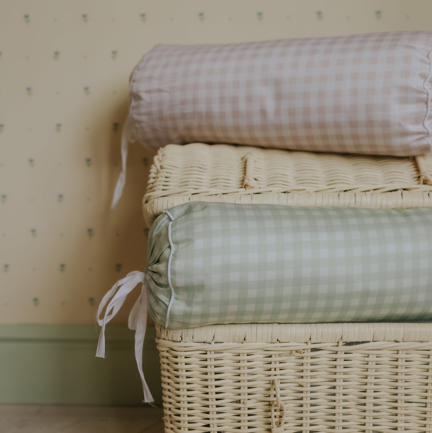 Picnic Gingham Bolster Pillow - Green