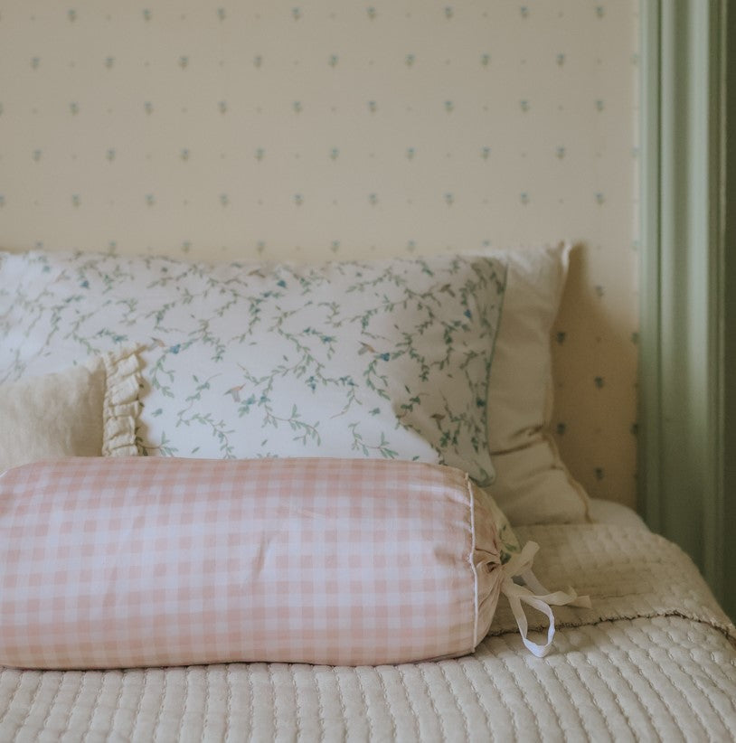 Picnic Gingham Bolster Pillow - Pink