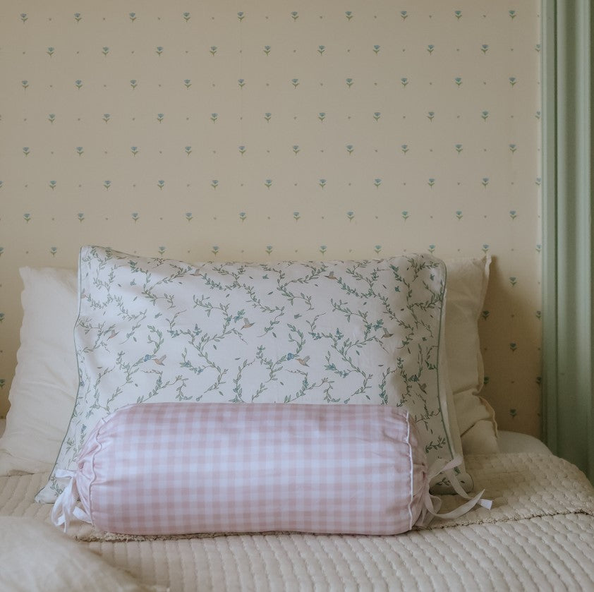 Picnic Gingham Bolster Pillow - Pink