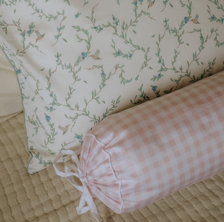 Picnic Gingham Bolster Pillow - Pink