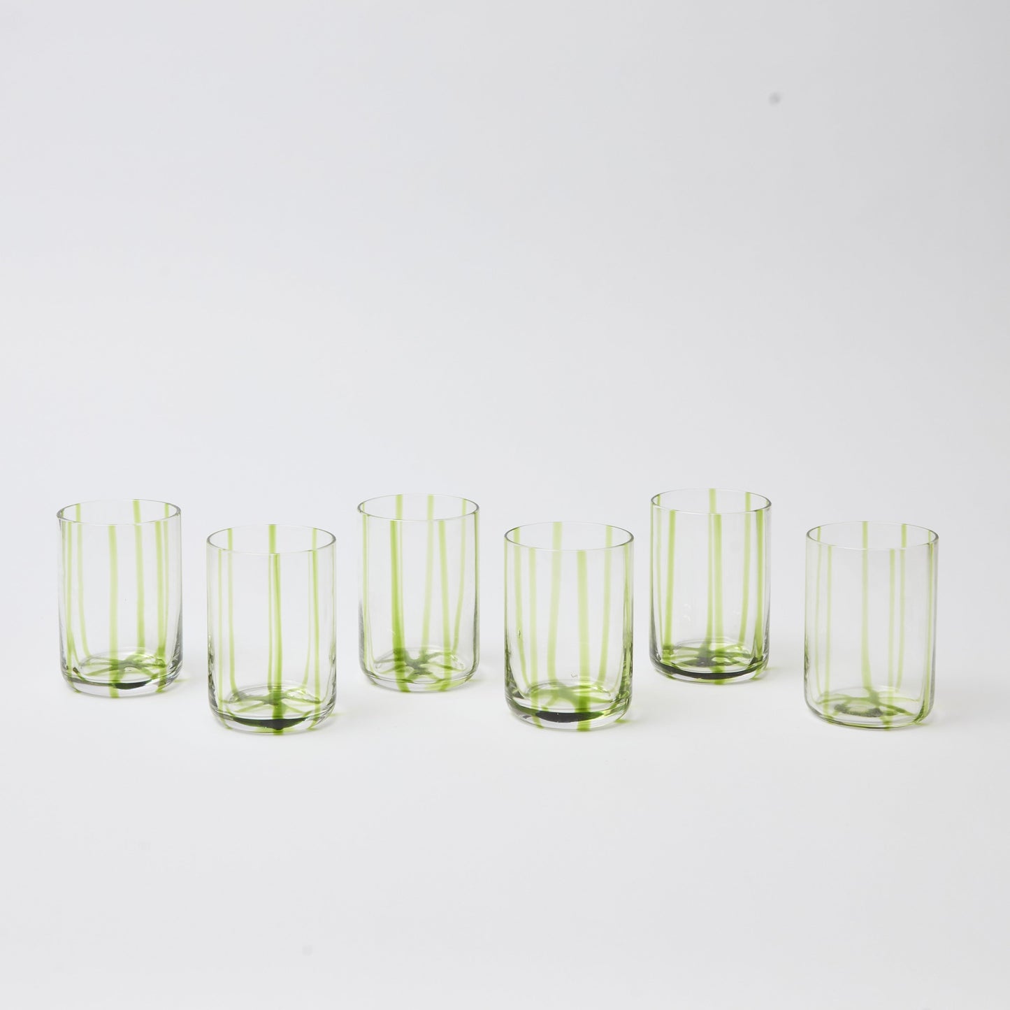 Green Striped Water Glasses (Set of 6)