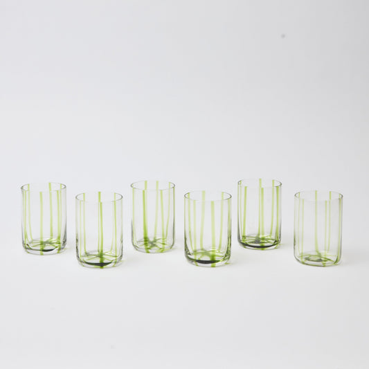 Green Striped Water Glasses (Set of 6)