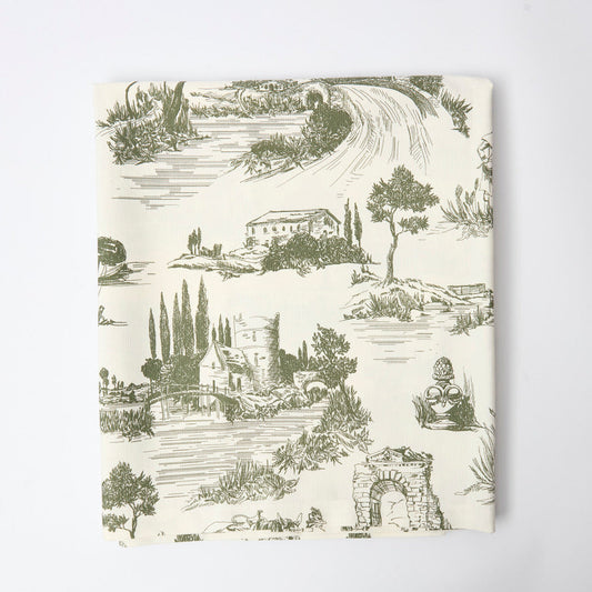 Green Toile Tablecloth