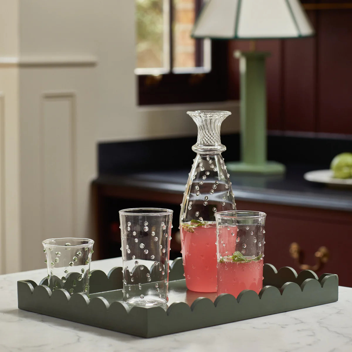 Clear Pom Glass Carafe- Set of 2
